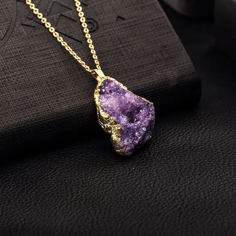 

Fashion Crystal Quartz Amethyst Druzy Pendant Connector Necklace,Semi Precious Stone Beads, More than 10 colors as photos