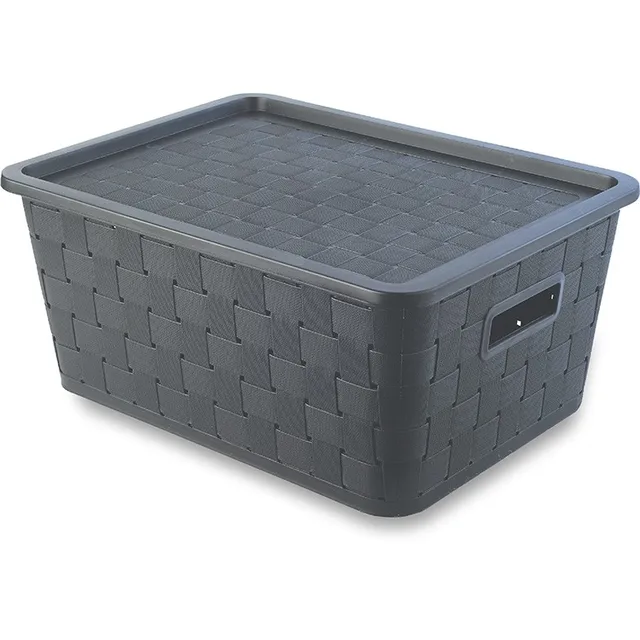 12l black pp wicker boxes,plastic rattan laundry basket with lid