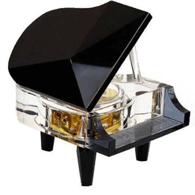 black piano crystal music box for birthday gift