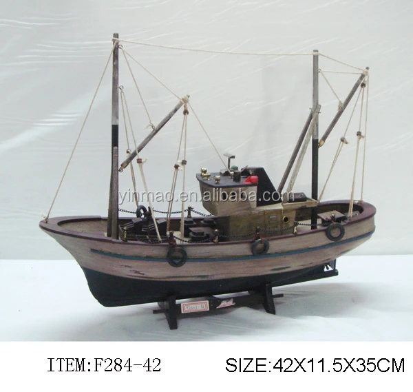 Wooden Fishing boat model, 6 sets