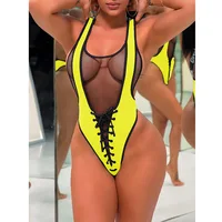 

2019 Custom 18 Teen Hot Sexy Mesh Bikini Young Girl Summer Thong Women Swimwear One Piece Swimsuit