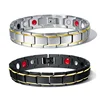 Two Tones IP Black Magnetic Ion Negative Stones Stainless Steel Men's Bracelet