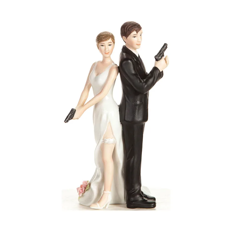 Super Sexy Spy Bride and Groom Cake Topper Figurine