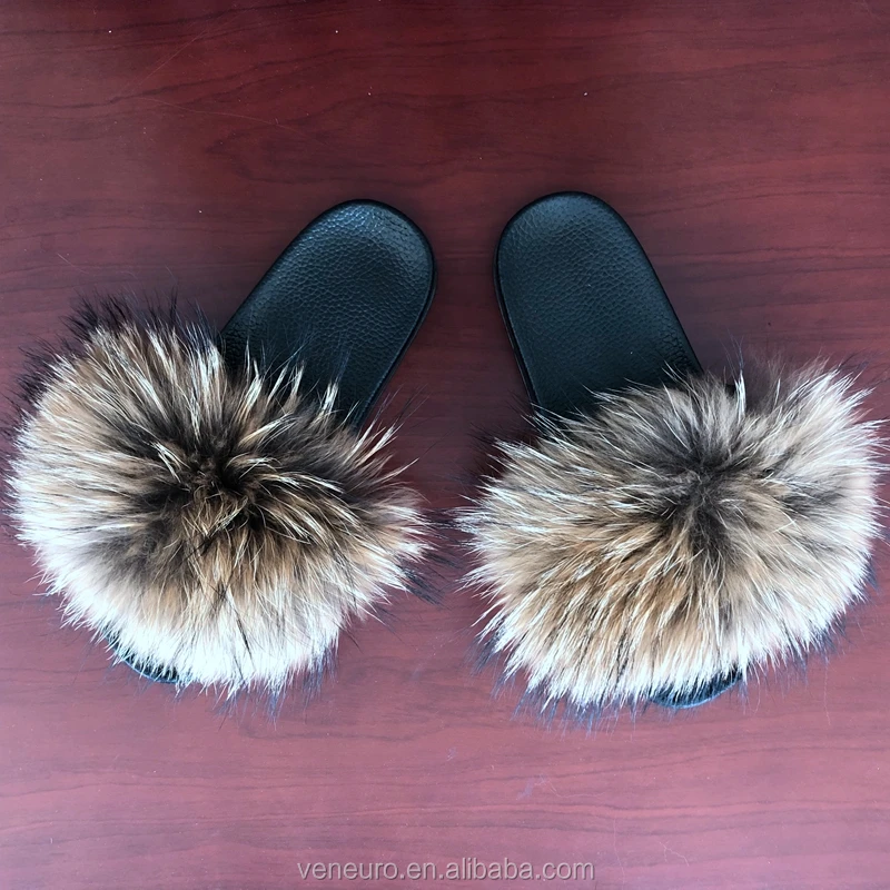 Custom Real Raccoon Fur Slides Female Fashion Natural Color Soft Wholesale Genuine Raccoon Fur Slippers Women, Customized color
Custom Real Raccoon Fur Slides Female Fashion Natural Color Soft Wholesale Genuine Raccoon Fur Slippers Women, Customized color