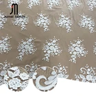 Good quality beautiful flower embroidery white lace fabric for wedding dress