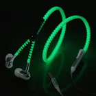 best bulk item glowing in the dark zipper earphones with mic