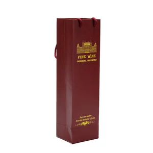 stand single red wine packaging gift box handbag with hot gold