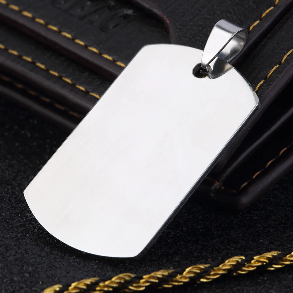 Promotions! Fashion Military Men's Stainless Steel Silver Plain Dog Tag Pendant No Chain Free shipping