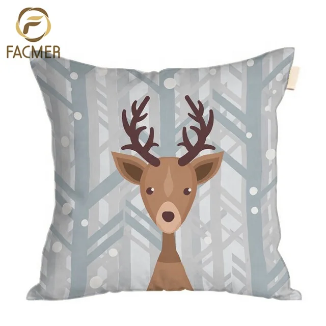 Wholesale Animal Style Lovely Sika Deer Animal Design Cushion Cover Custom Printing Throw Pillow