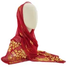 Chiffon peacock printing gold stamping long scarf women hijab muslim