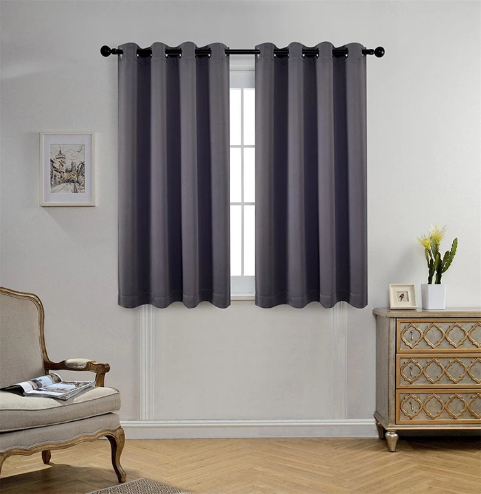Dark Grey Short Window Curtains Room Darkening Blackout Curtains