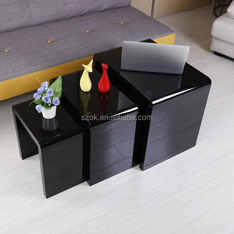 Stackable Glossy Finish 3-Piece End Table Side Nesting Table3.jpg