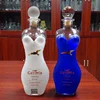 750ml liquor packing Sexy female shape blue white painted tequila glass bottle