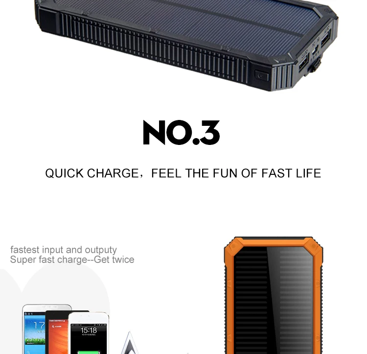 High capacity mobile charger waterproof solar power bank 20000mah - ANKUX.COM