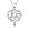 Charming women necklace Jewelry Locket 925 Sterling Silver five rings heart Pearl Cage Pendant