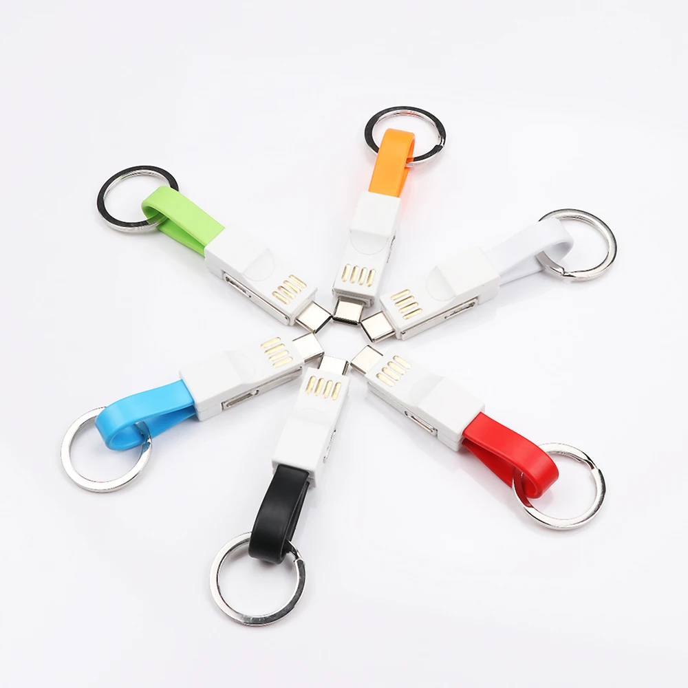 Portable 3in1 magnetic micro usb cable with keychain fast keyring usb data magnetic cable for IOS for Android for Type C device - ANKUX.COM