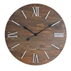Large Oversized 24 inch Rustic Distressed Farm House Wooden Wall Decorative 3d Roman Numerals Silent Street Clock Outdoor Clock