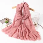Wholesale hot sale plain arab scarves shawl wrap fashion solid colors soft cotton mesh hijabs scarfs 2019 muslim woman