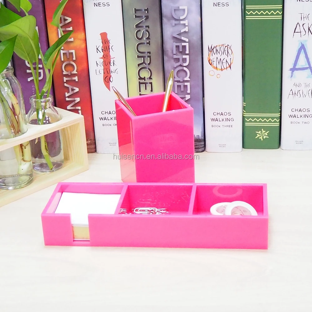 Gift Acrylic Notes Holder Pink Pen