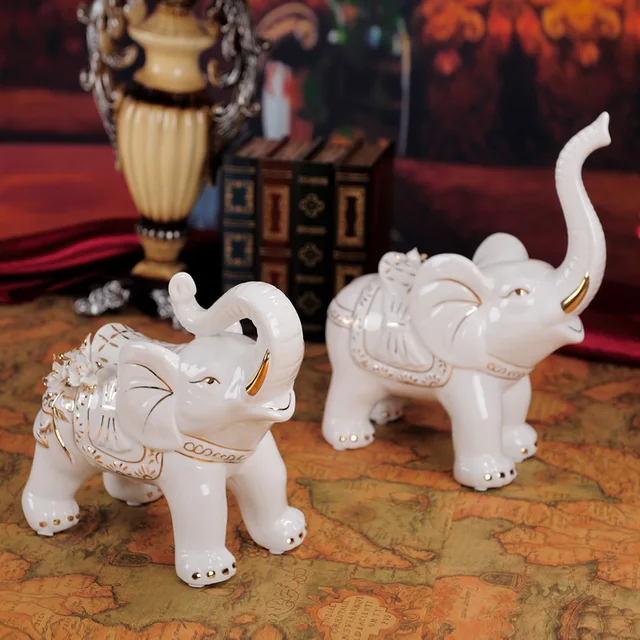 new gifts small ceramic painted gold elephant crafts for kids