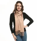 High quality fashion women hot sale popular design plain cashmere tassel shawl hijab scarf