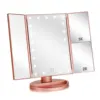 Amazon Cosmetic LED Mirror Makeup Private label Top Sale Trifold Vanity Lighted USB Rechargeable Table Top Make Up Mirror
