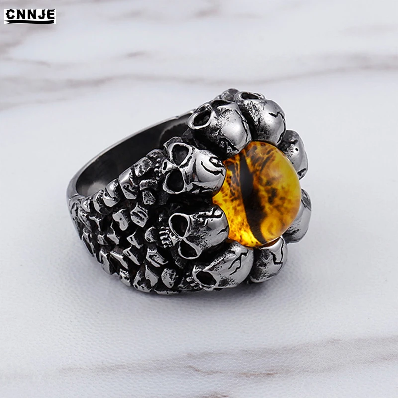 Fashion Yellow Eye Skull Head Ring 316L Stainless Steel Men Rings Jewelry 
Fashion Yellow Eye Skull Head Ring 316L Stainless Steel Men Rings Jewelry