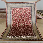 YILONG 4'x6' hand knotted red silk carpet floral design new persian rug