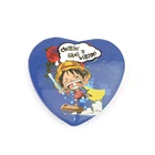vograce custom print promotional MOQ wholesale Custom Metal Pin Button Name Heart Shaped Badge Magnet