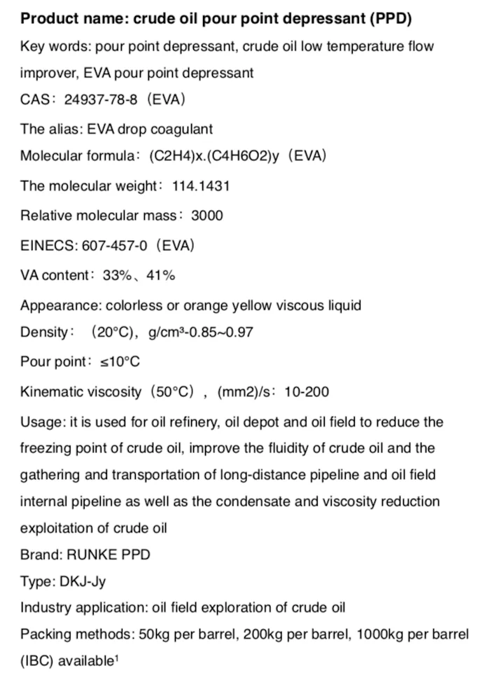 crude oil pour point depressant