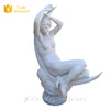 Garden Stone Marble Lady Statue Sit On The Moon