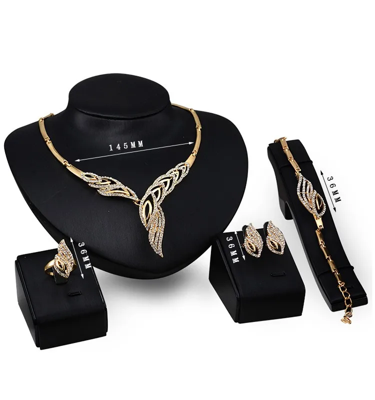 Luxury Leaf Shape Gold Plated African Wedding Necklace Ring Earring Bracelets Jewelry Sets 4Pcs
Luxury Leaf Shape Gold Plated African Wedding Necklace Ring Earring Bracelets Jewelry Sets 4Pcs