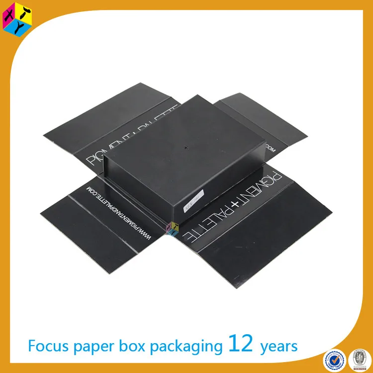 open picture of black cardboard packaging custom rigid boxes