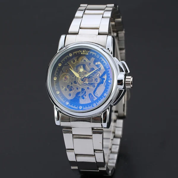 Победитель 158 Автоматическая Открытое сердце мужские наручные часы PVD нержавеющая сталь часы группа марка свой собственный часы