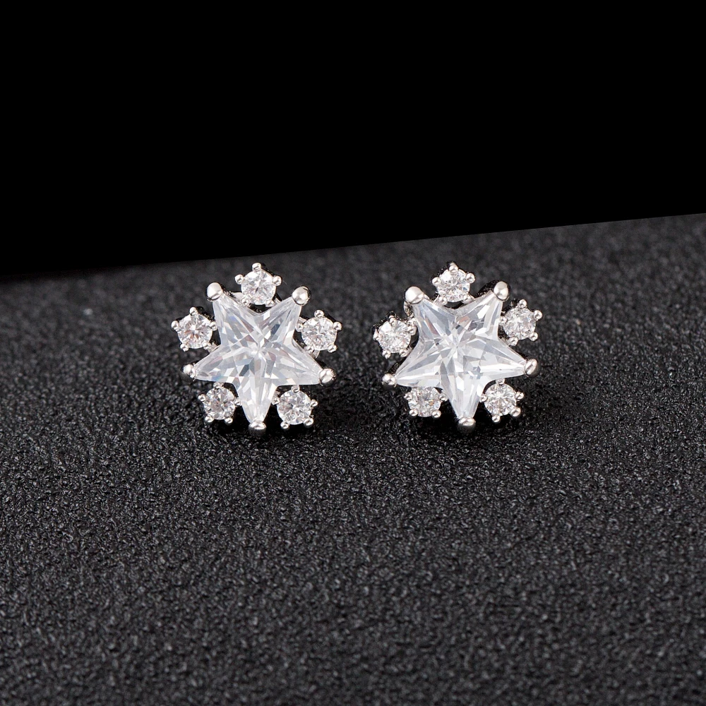 2017 new snow flower shape beautiful zircon stud earrings for