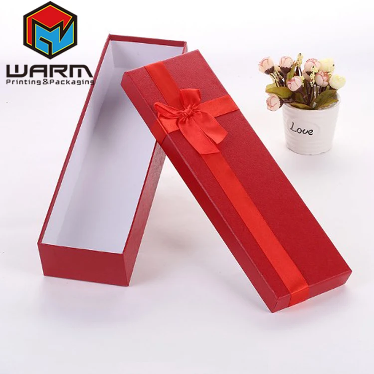 hardcover rose packaging gift box with ribbon red