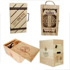 Solid wood hand made sliding lid 6 bottle wooden wine storage crate box