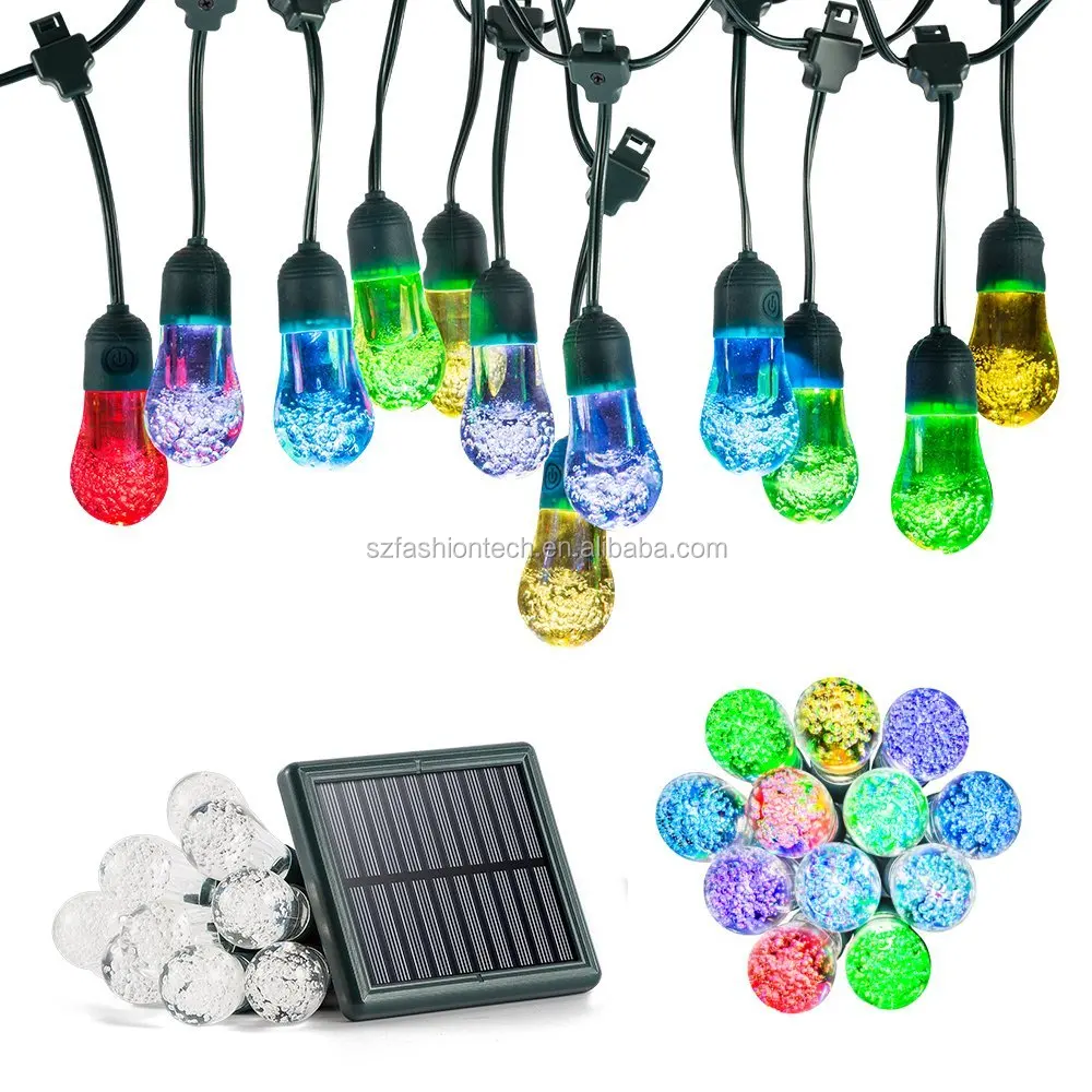 Solar Powered String Lights 12 Bulbs with USB Charger Eco-friendly Waterproof Patio String Lights Beads-Indoor/Outdoor