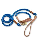 Blue Dog Leash Handmade Cotton Braided Rope Soft Pet Dog Lead