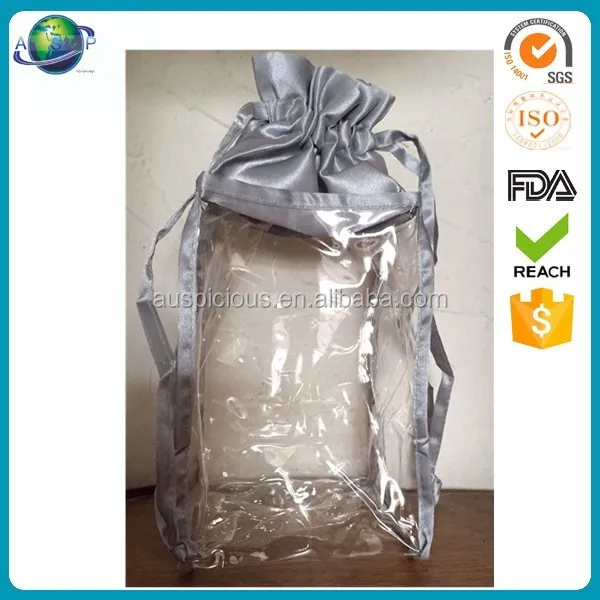bulk order gifts silver satin organza drawstring pvc bags