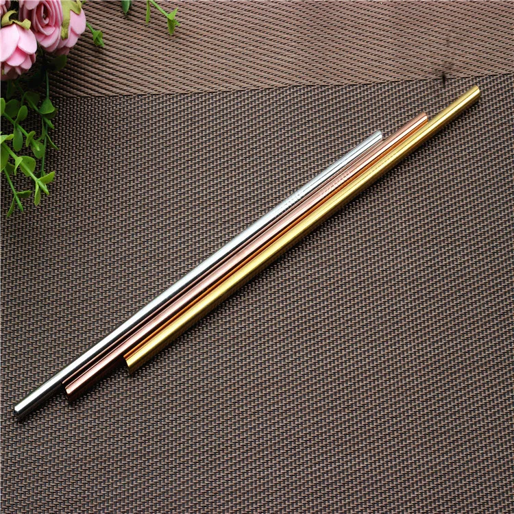 Stainless Steel Gold Plated Reusable Drinking Straws, FDA Passed Gold Metal Straws