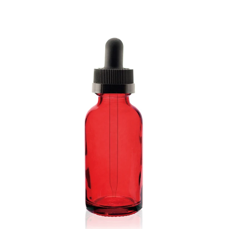 15ml 30ml 60ml 120ml red boston round glass bottle with red childproof cap