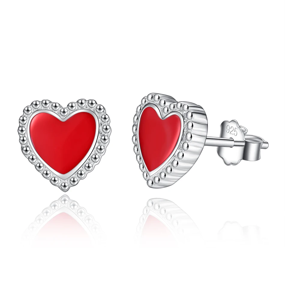 Real 100% 925 Sterling Silver Earrings Red Enamel Love Heart Stud Earrings for Women Daily Party Jewelry
Real 100% 925 Sterling Silver Earrings Red Enamel Love Heart Stud Earrings for Women Daily Party Jewelry