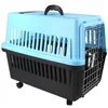 Market transport plastic handle dog cage with wheels pet carrier/durable plastic aviation pet