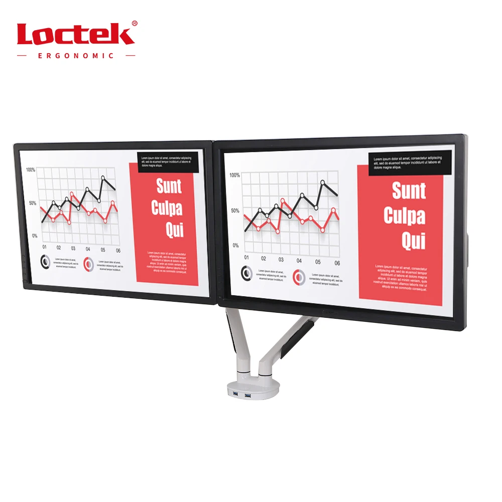 Loctek Dlb560d Dual Monitor Swing Arm Desk Monitor Mounts Fits 17