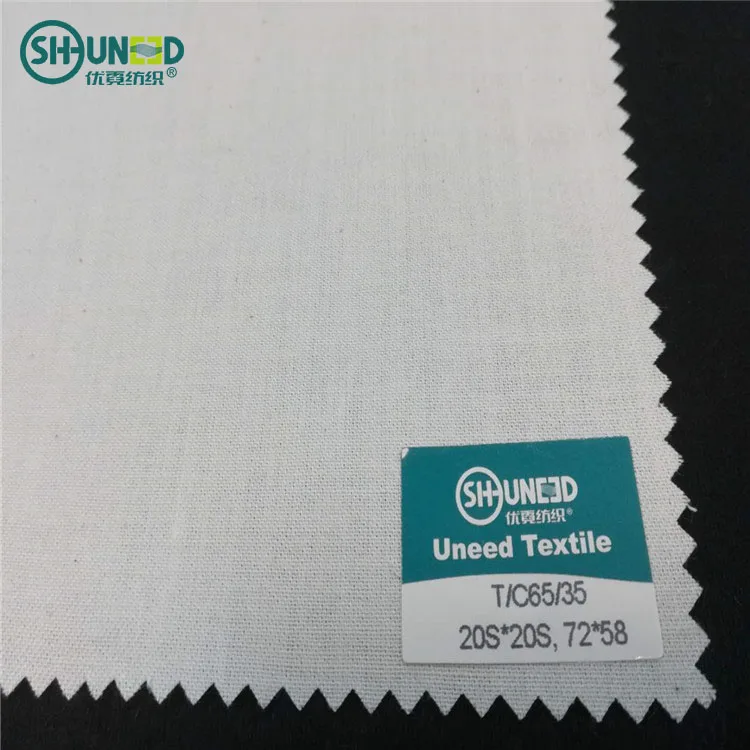 T / C 65 / 35 20s*20s 72 X 58 Twill Weave Pocketing Fabric interlining