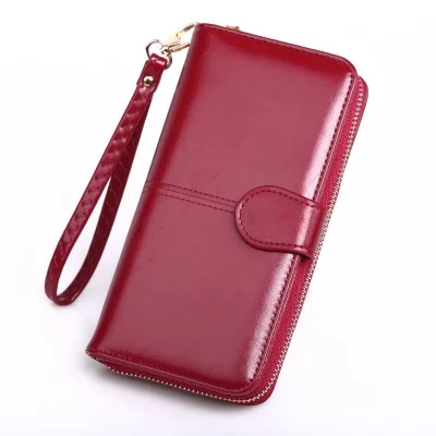 Hot Selling Leather Oil Wax Leather Holder Zipper Buckle Long Women Wallet, Wine red, dark blue, black, brown, rose red
Hot Selling Leather Oil Wax Leather Holder Zipper Buckle Long Women Wallet, Wine red, dark blue, black, brown, rose red