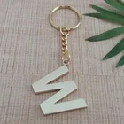 Gold plated brass alphabet mirror organizer clip lover calendar alloy letter v n f b r h keychain