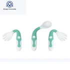 Baby spoon fork set for self toddlers feeding foldable baby spoon BPA free with portable PP box