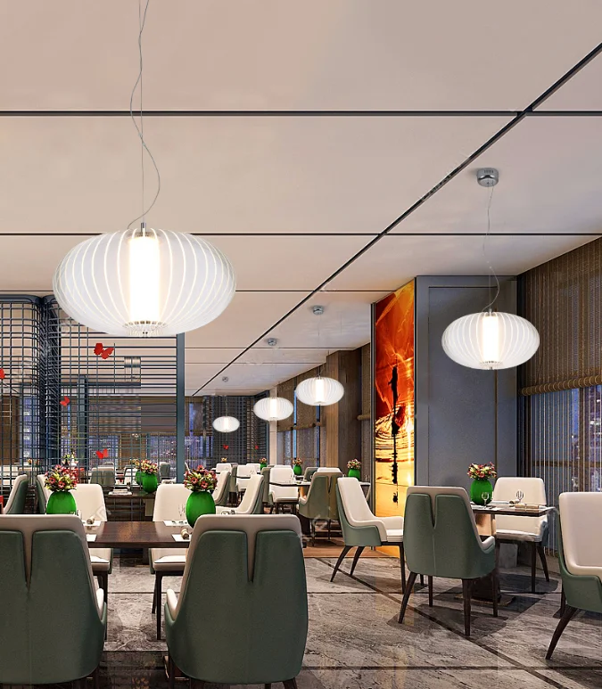 zhongshan dining room cafe Minimalist metal pendant lighting white round chandeliers